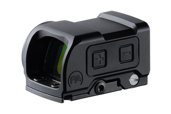 Primary Arms HTX-1 pistol red dot sight with side mounted push button illumination controls